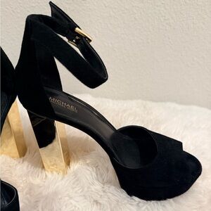 Michael Kors Black and Gold Platform Heels